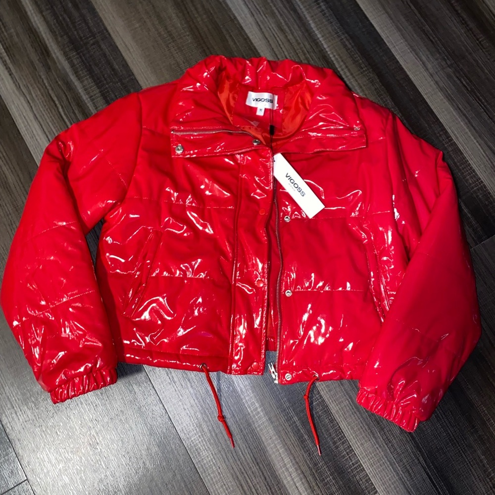 Vigoss Glossy Red Puffer Jacket - Picture 3 of 9